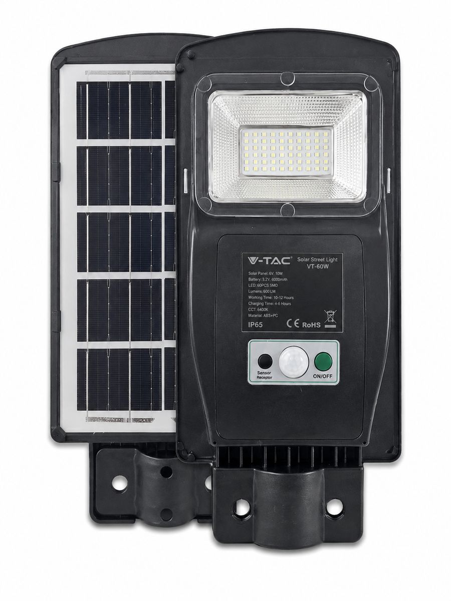 Solar LED flood light kit with panel, remote and mounting hardware