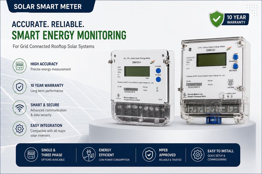 Single-phase and three-phase solar smart energy meters