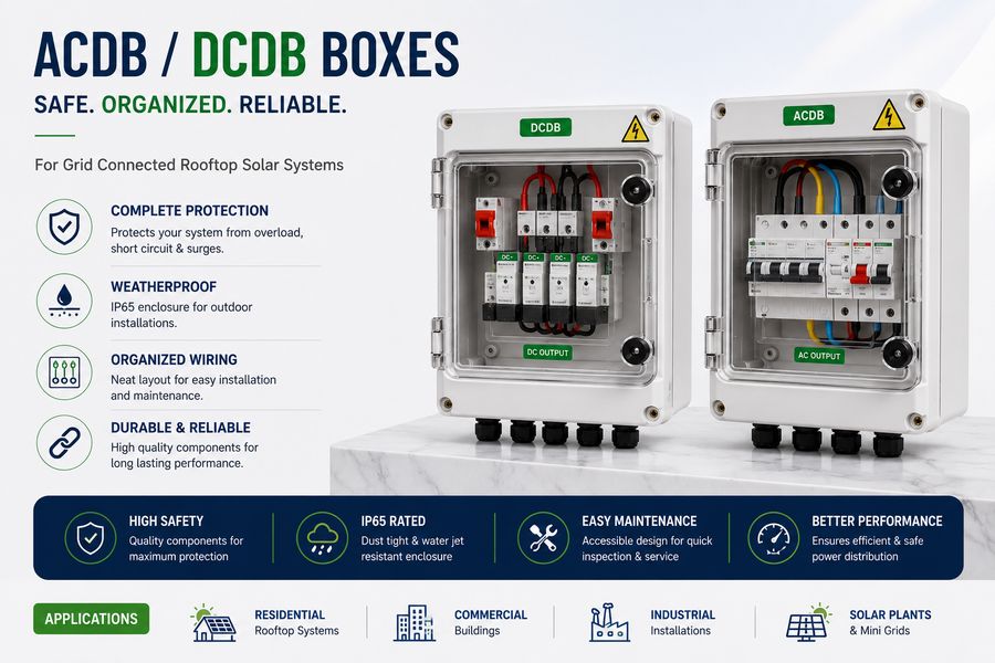 ACDB and DCDB protection boxes for solar systems