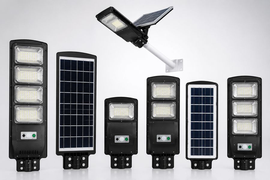 Range of solar street lights in different capacities