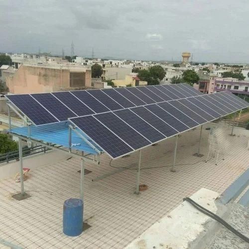 Rooftop solar array on a raised steel structure